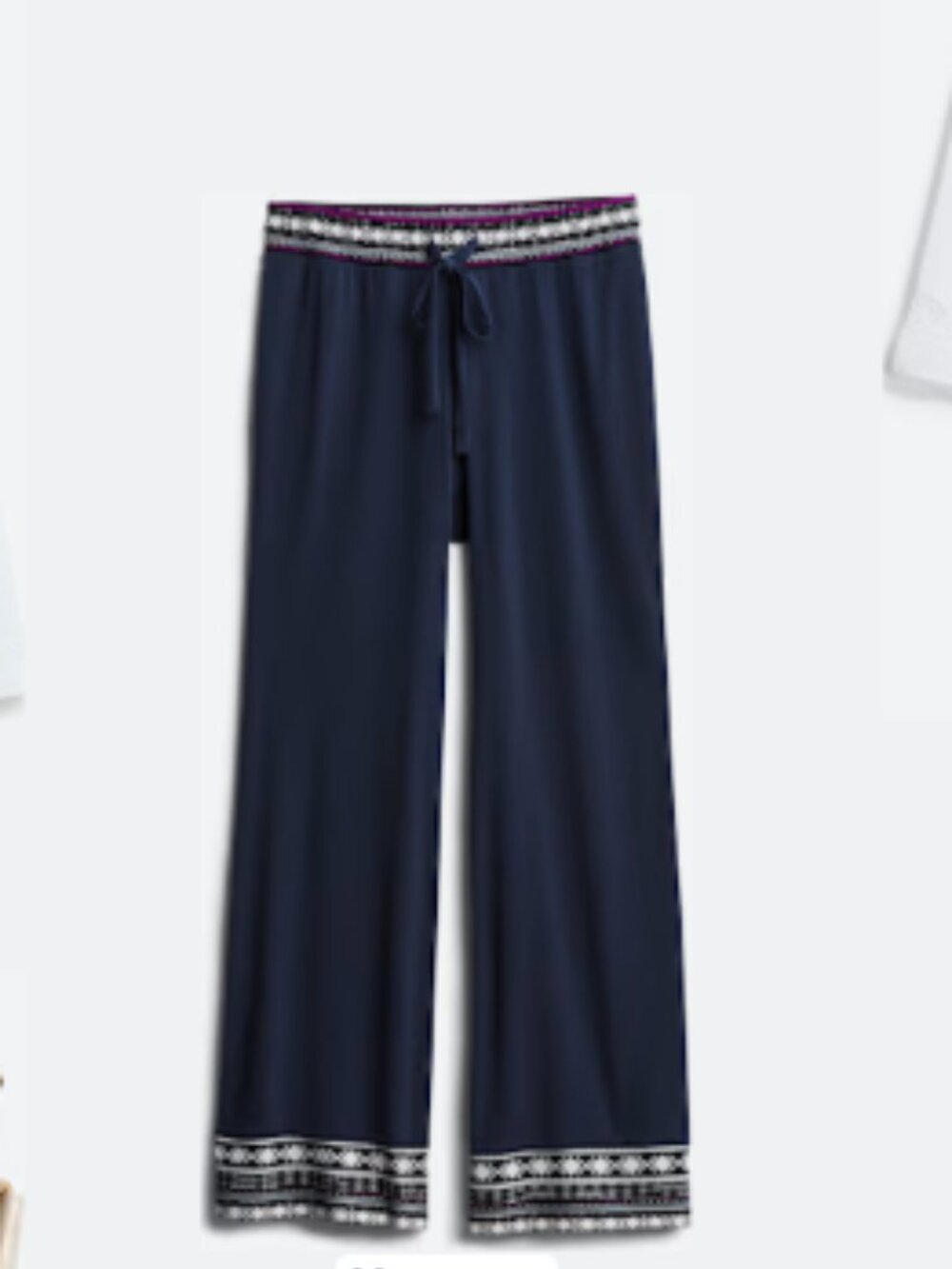 Magnolia Grace Wide Leg Pants, Navy w/ Border Print Size M NWOT